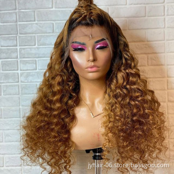Wholesale Ombre  Colored Curly  Highlight Human Hair Wigs,Red Orange Pink Purple Wigs Lace Front Human Hair For Black  Women